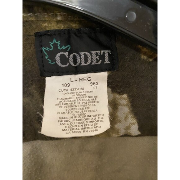 VNTG 90’s Codet Flannel Shirt Men's Large Brown Green Camo Chamois Made In USA - Picture 6 of 10